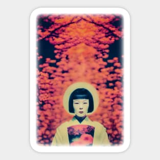 Japanese geisha and sakura modern vintage Sticker